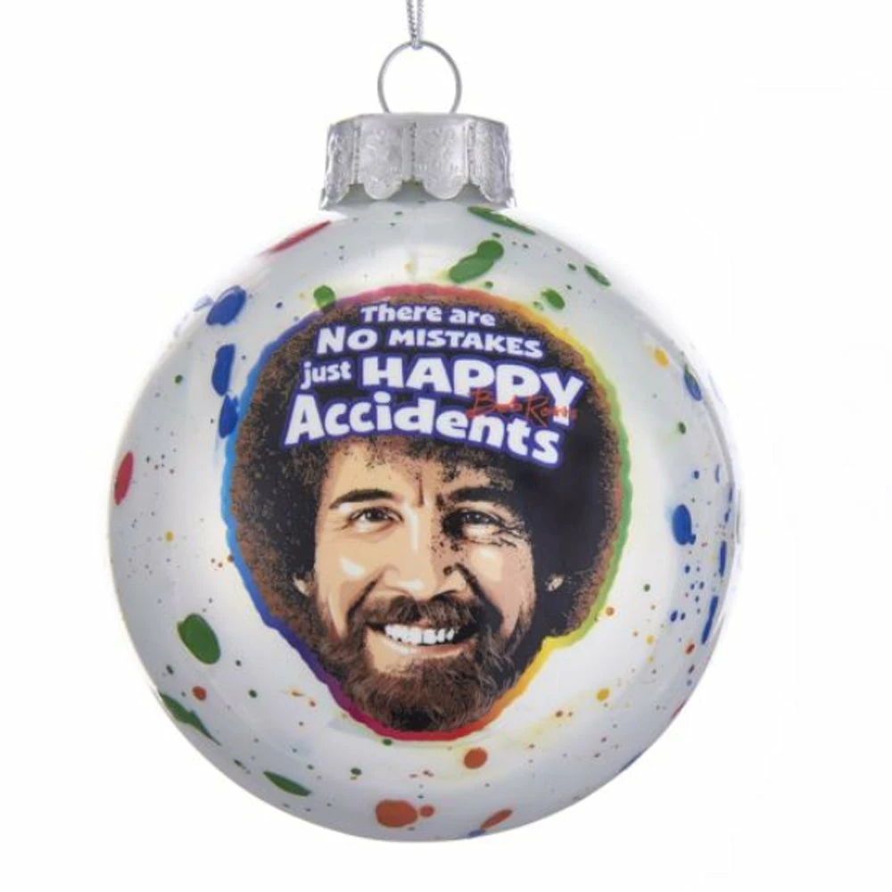 Kurt Adler Housewares And Home Decor Bob Ross Red "Happy Accidents" Ball Ornament 3 Kurt Adler Housewares And Home Decor Bob Ross Red "Happy Accidents" Ball Ornament